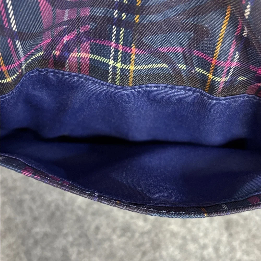 Coach Poppy leather trim Tartan Plaid Signature Bag Pink Purple Black Purse Bag